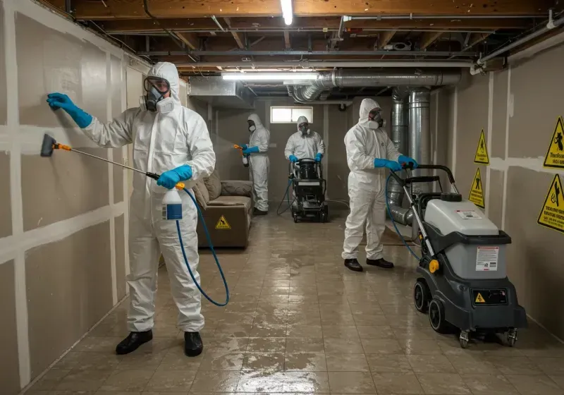 Basement Moisture Removal and Structural Drying process in Baldwin City, KS